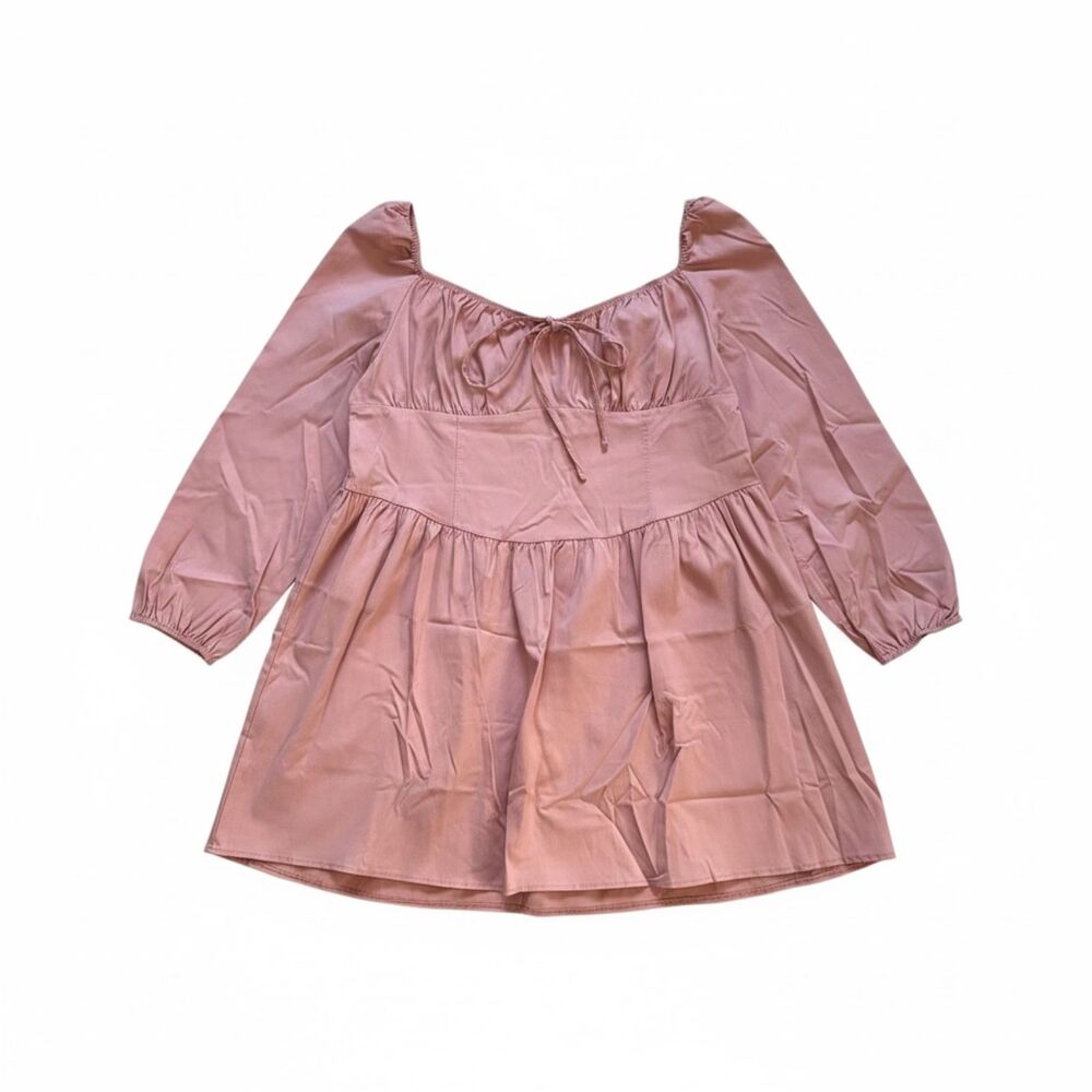 Boohoo Milkmaid Dress Women’s 24 Bengaline Corset Skater Rose Pink
